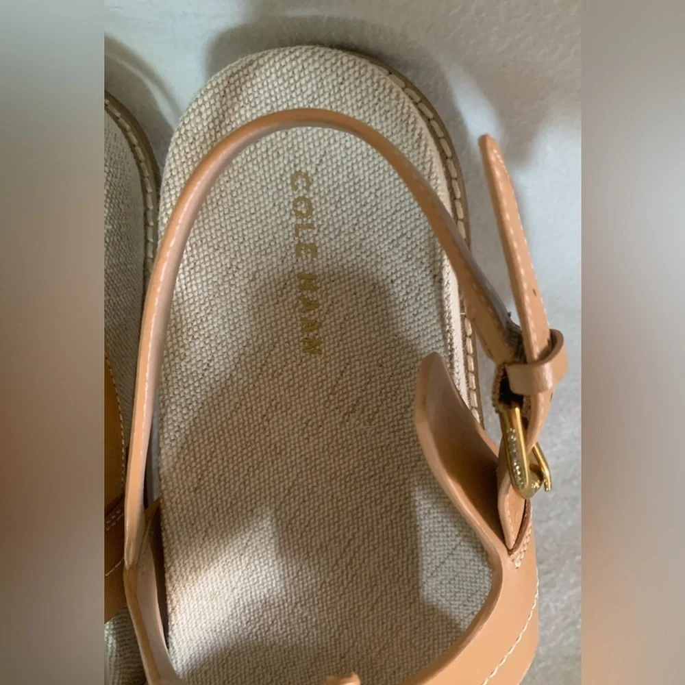 COLE HAAN Marlee Fisherman Footbed Sandals Leather Womens Tan Sz 8 B Open Toe
